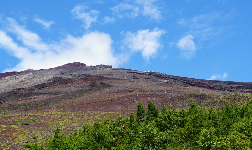 富士山５合目から山頂を見上げる